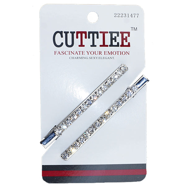 Cuttiee #1477 Hair Clip with Stone 2pcs