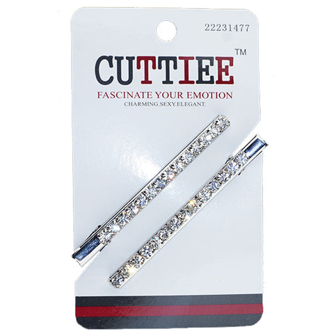 Cuttiee #1477 Hair Clip with Stone 2pcs