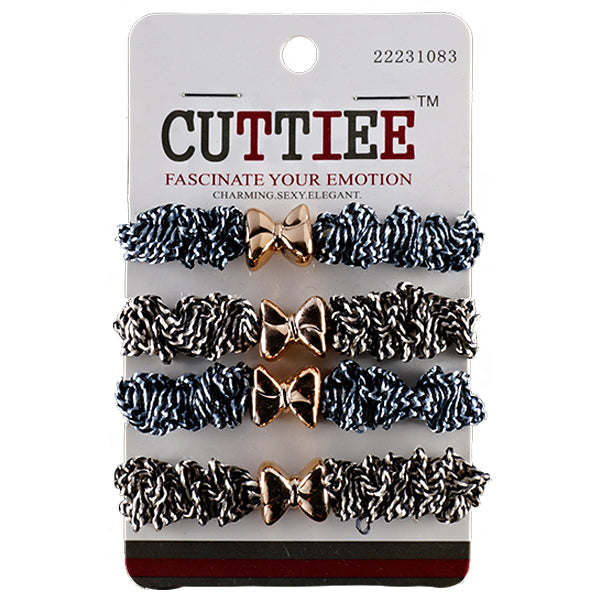 Cuttiee Fancy Elastic Band with Bow Tie Tip 4pcs