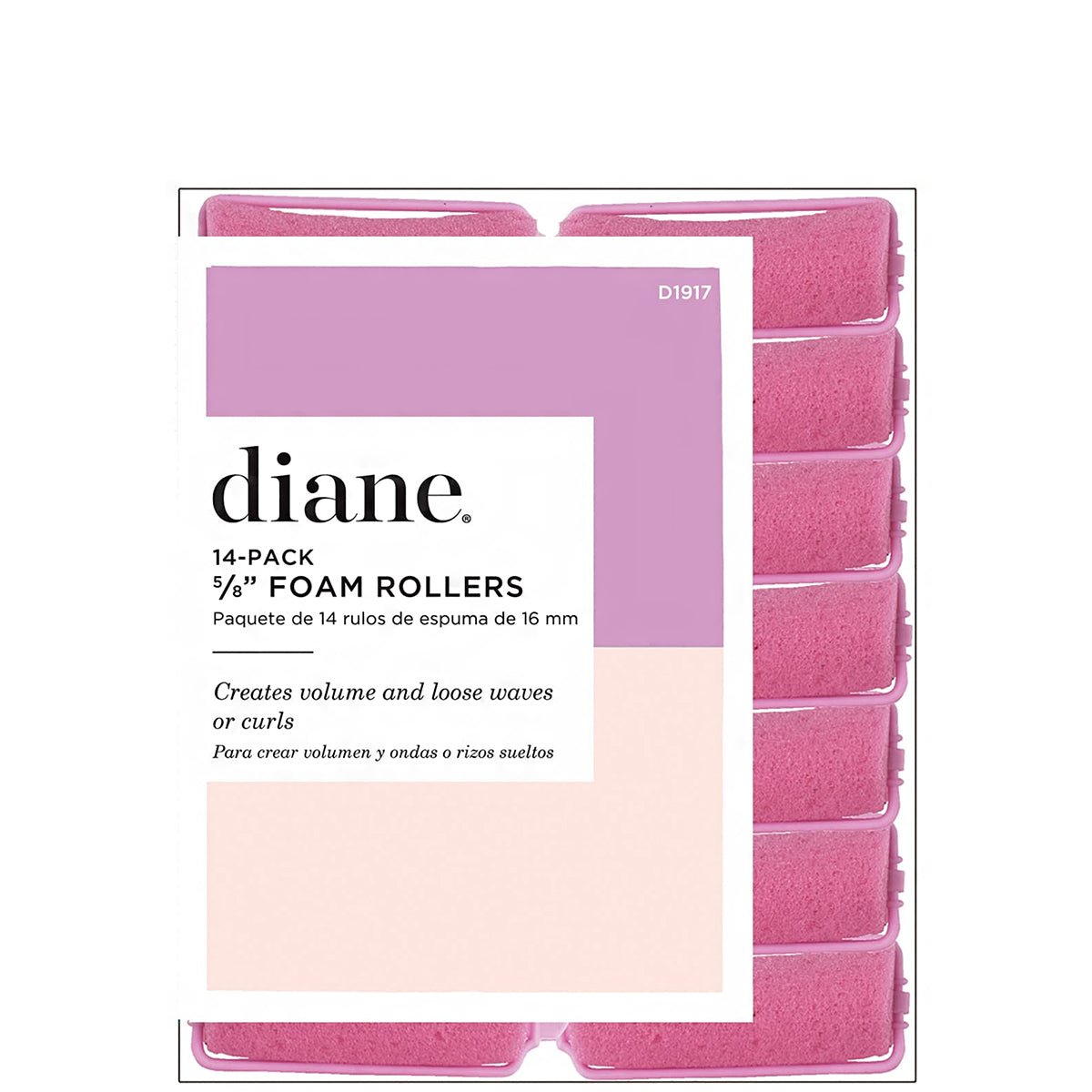Diane #1917 Foam Rollers 5\/8\" Pink 14-Pack