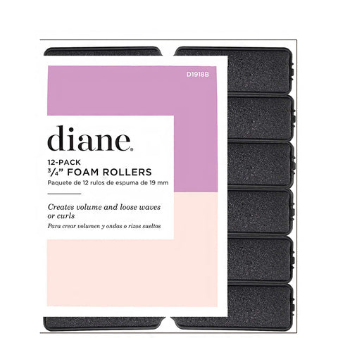 Diane #1918B 12 - Pack Foam Rollers 3\/4\" Black
