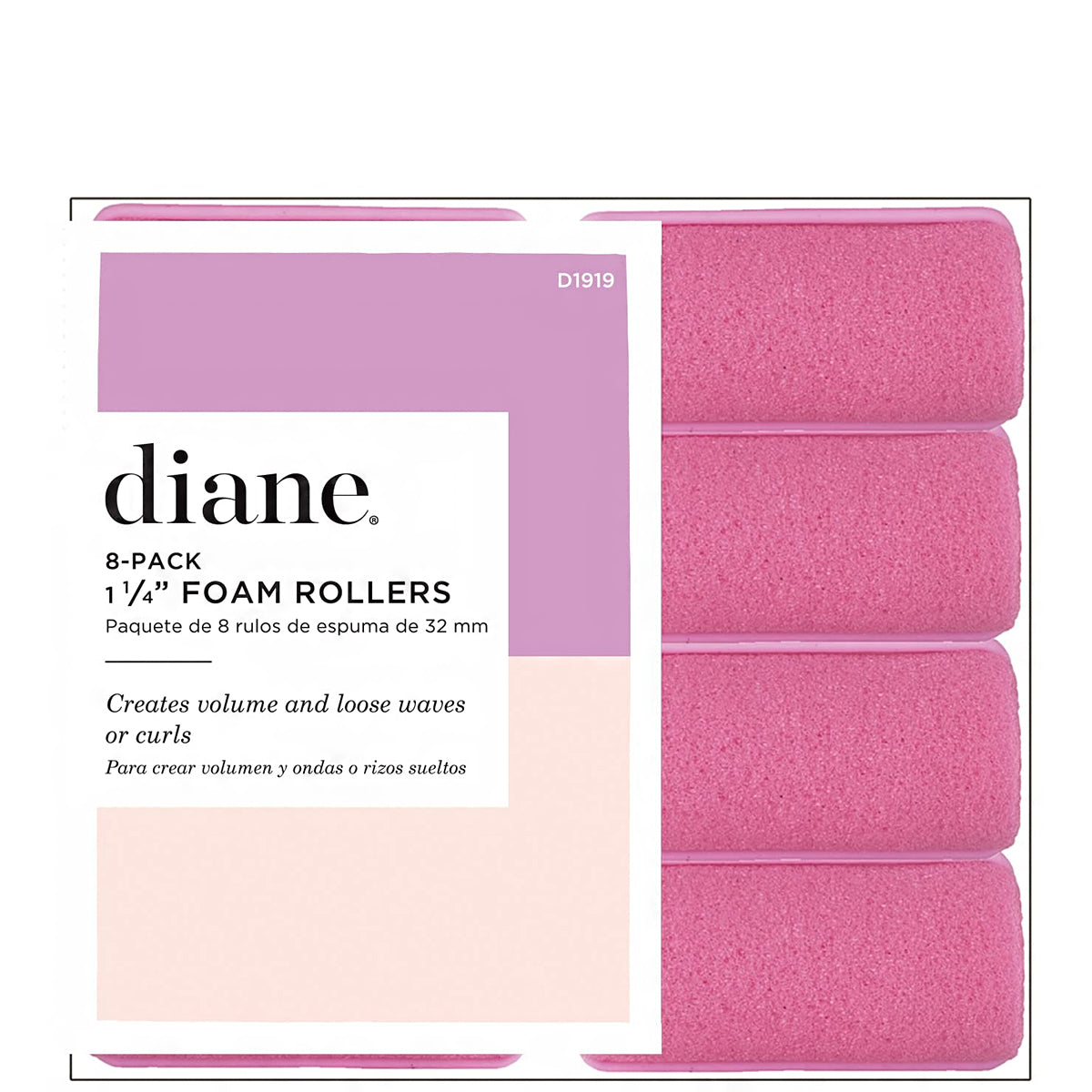 Diane #1919 Foam Rollers 1-1\/4\" Pink 8-Pack