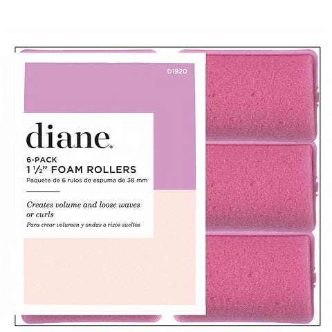 Diane #1920 Foam Rollers 1-1\/2\" Pink 6-Pack