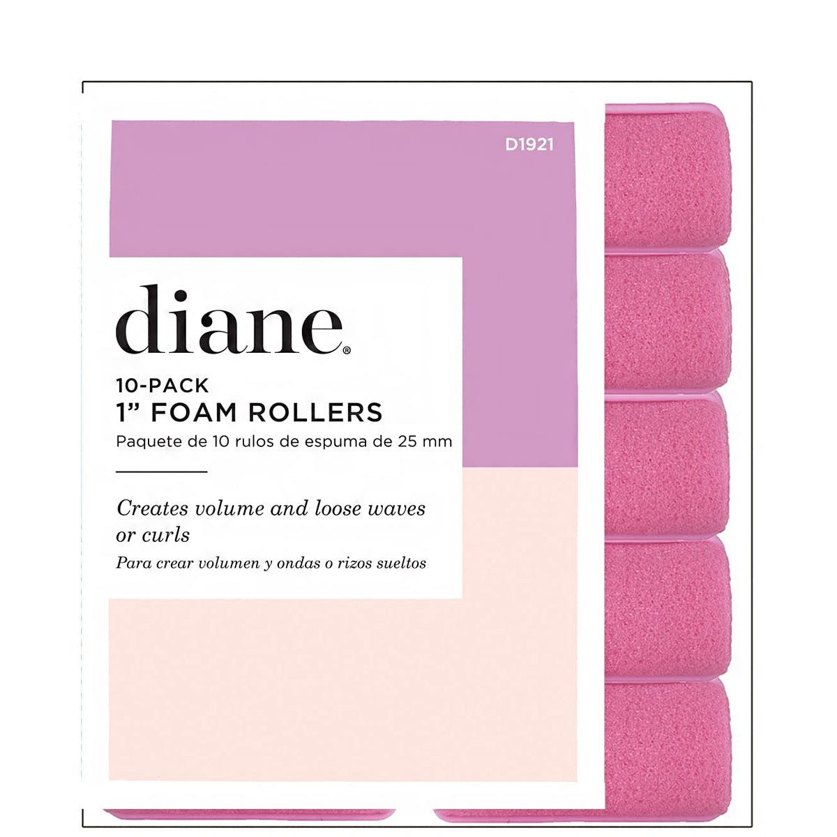 Diane #1921 Foam Rollers 1\" Pink 10-Pack