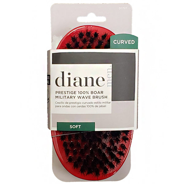 Diane #D1701 Prestige 100% Boar Military Wave Brush Soft Curved - Red