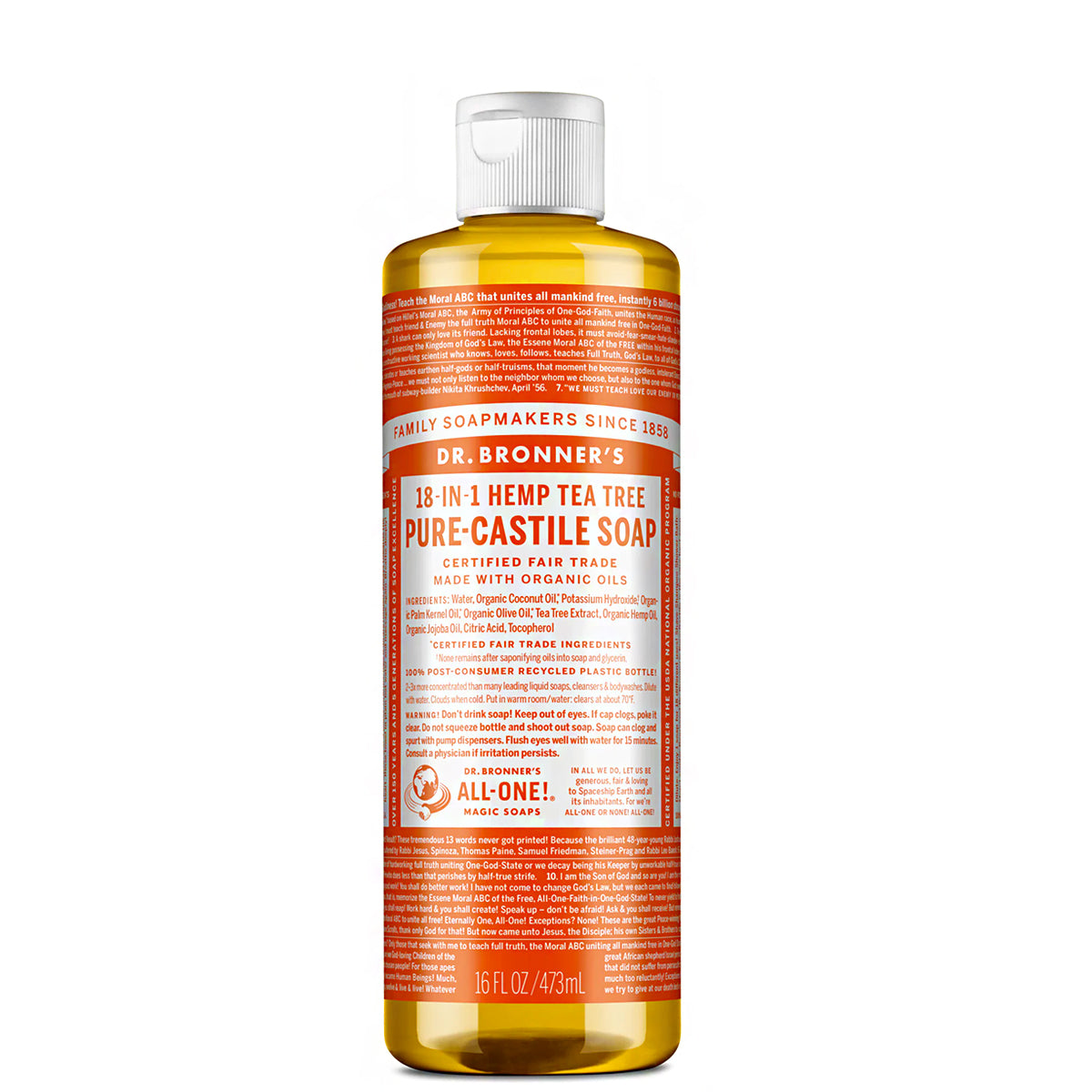 Dr. Bronner's 18-In-1 Hemp Tea Tree Pure-Castile Soap 16oz