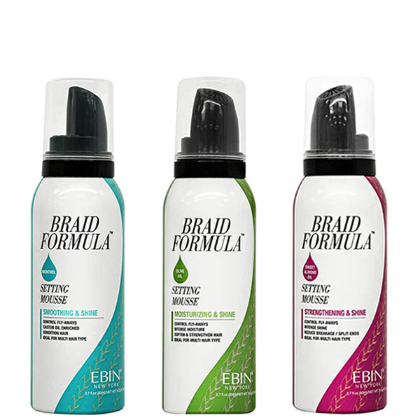 Ebin New York Braid Formula Smoothing Shine Setting Mousse 2.7oz