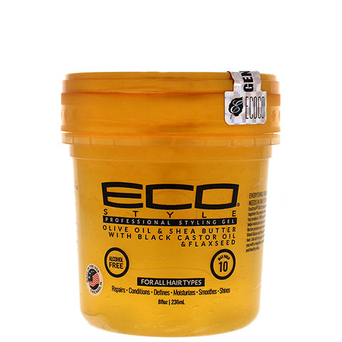 Eco Style Gold Gel Olive Oil Shea Butter Black Castor Oil Flaxseed 8oz