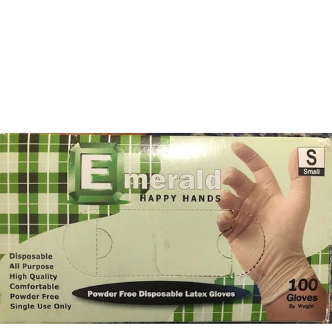 Emerald Powder Free Disposable Latex Gloves - Medium 100pcs
