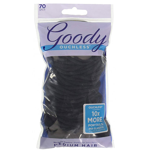 Goody #03688 Ouchless Black No-Metal Medium Hair Elastics 70pcs