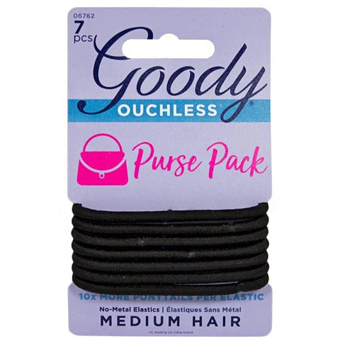 Goody #06762 Ouchless Purse Pack Black No-Metal Hair Elastics 7pcs
