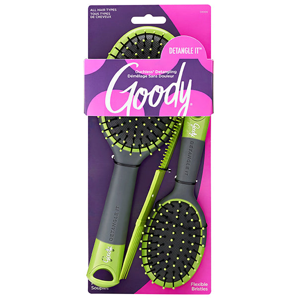 Goody #08998 Detangle It Oval Cushion Hair Brush & Comb Combo 3pcs