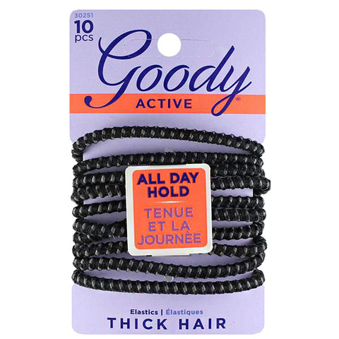 Goody #30251 Active All Day Hold Thick Hair Elastic 10 pcs