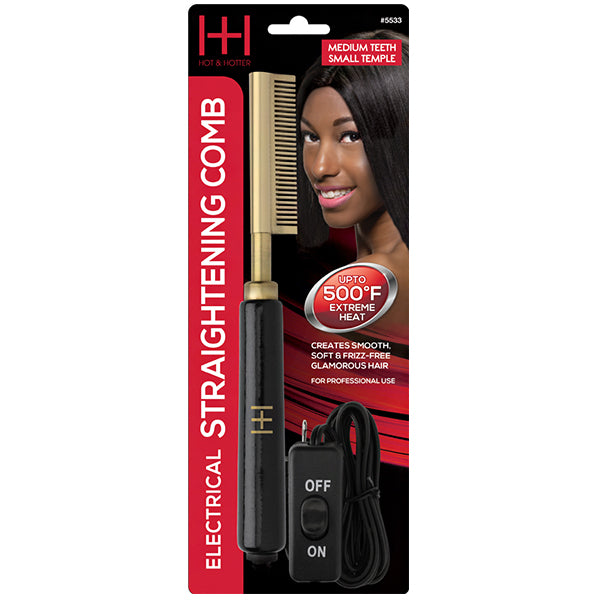 H & H #5533 Elect Straightening Comb Medium Teeth Small Temple Head