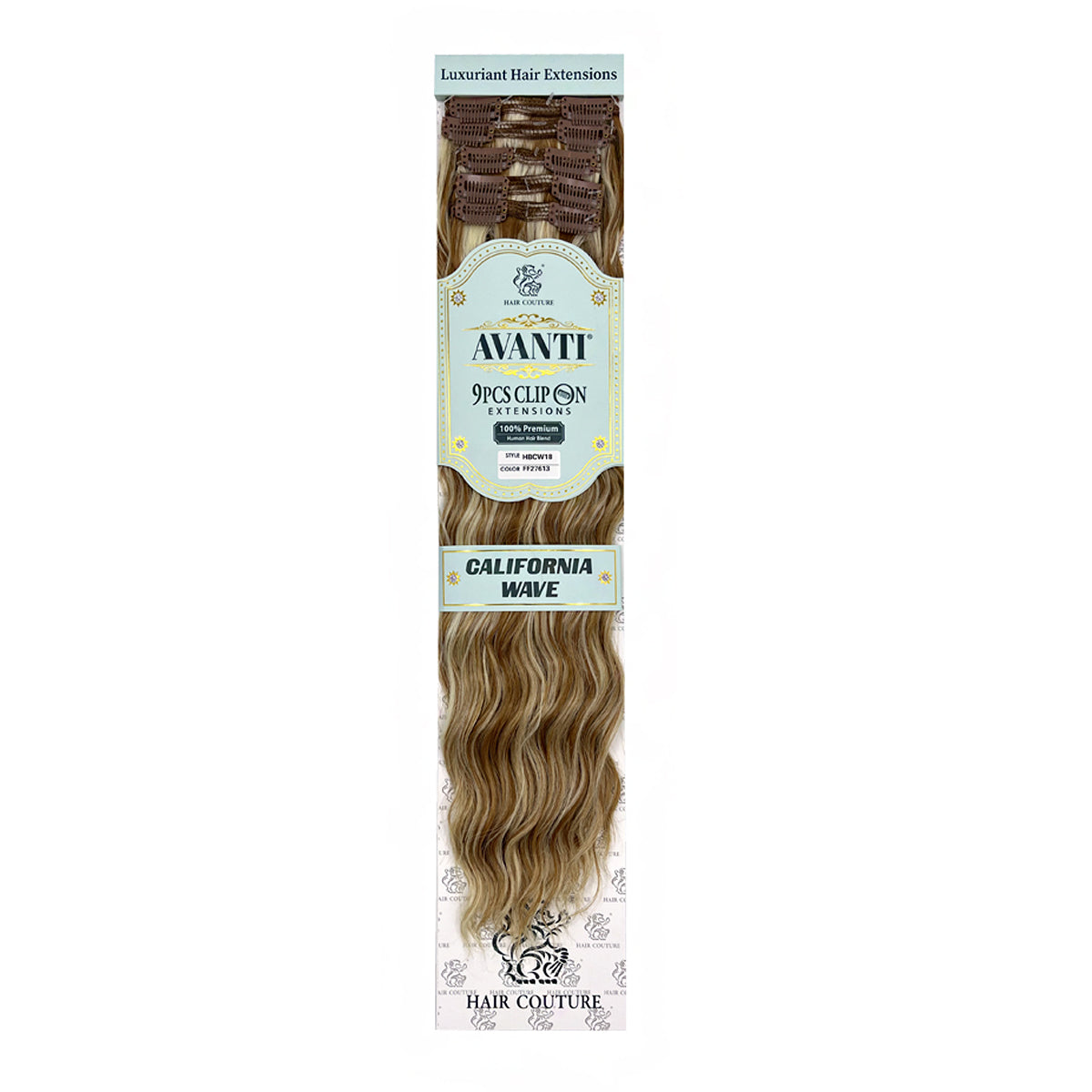 Hair Couture Avanti Human Hair Blend 9pcs Clip On Extension California Wave - HBCW18