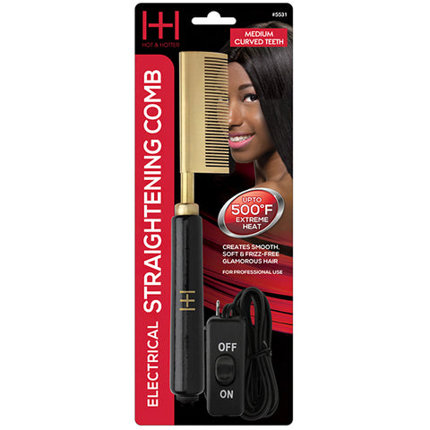 Hot & Hotter #5531 Electrical Straightening Comb Medium Curved Teeth