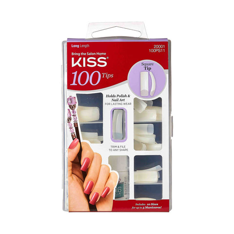 Kiss 100PS11 100 Tips Long Length Square Tip
