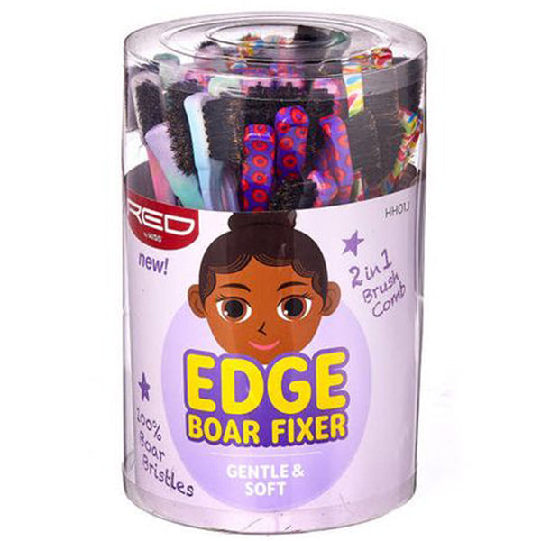 Kiss 2in 1 Brush & Comb Patterned Edge Boar Fixer Bucket 48pcs