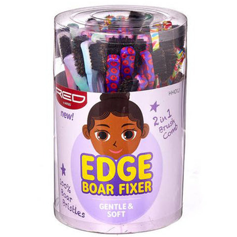 Kiss 2in 1 Brush & Comb Patterned Edge Boar Fixer Bucket 48pcs