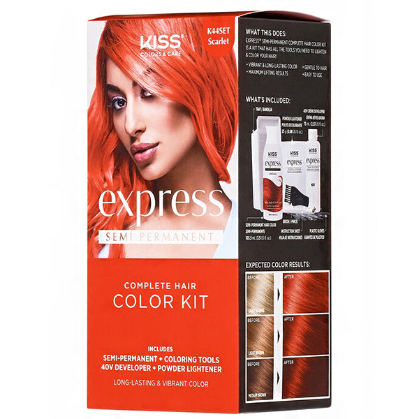 Kiss Colors & Care K44SET Scarlet Semi-Permanent Hair Color Kit
