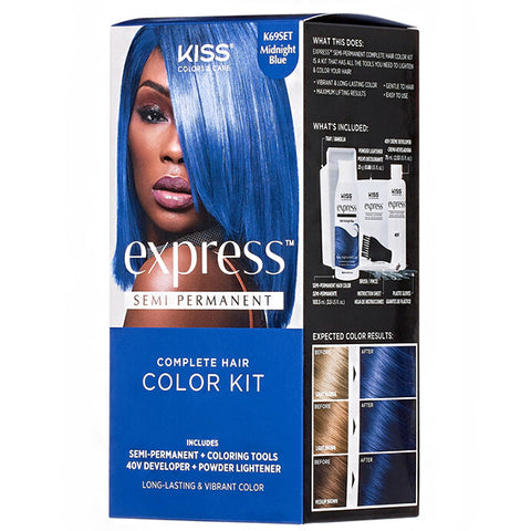 Kiss Colors & Care K69SET Midnight Blue Semi-Permanent Hair Color Kit