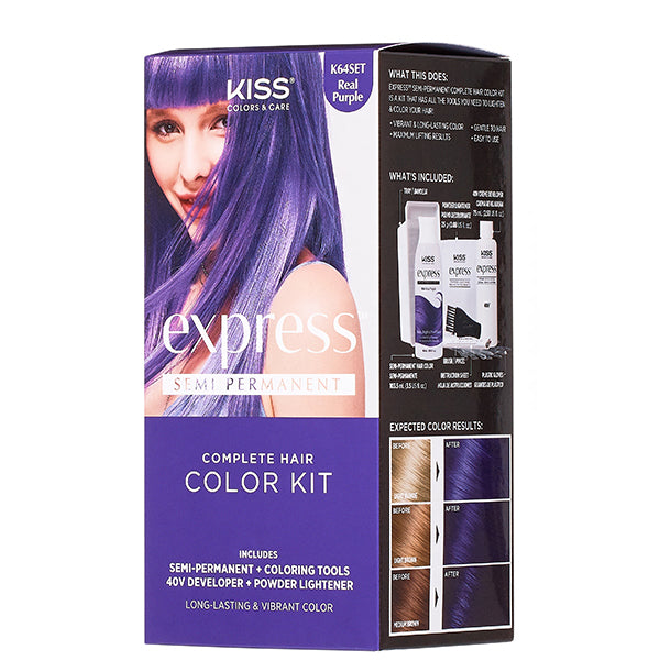 Kiss Colors K64SET Real Purple Express Semi-Permanent Color Kit ...
