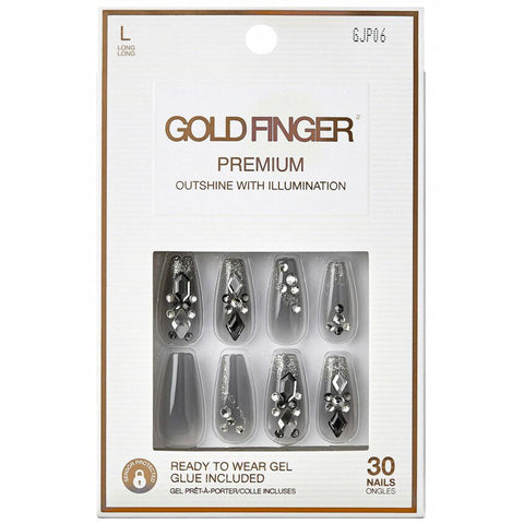 Kiss GJPXX Gold Finger Premium Outshine with Illumination 30 Nails
