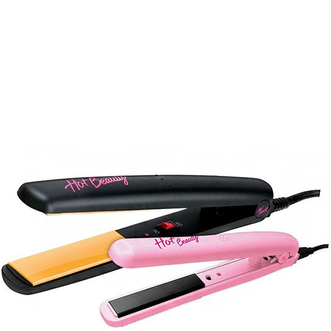 Kiss Hot Beauty HFID01 Combo Value Pak Ceramic Flat Iron 1\" + 1\/2\" (mini)