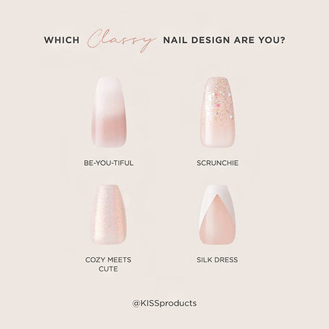 kiss classy nails silk dress KISS Classy French Tip Press On Nails, Silk Dress, White, Medium Coffin, 28 Count