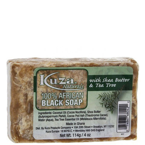 Kuza 100% African Black Soap With Shea Butter & Tea Tree 4oz