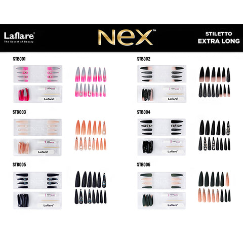 Laflare NEX 28 Premium 3D Nails - Extra Long Stiletto