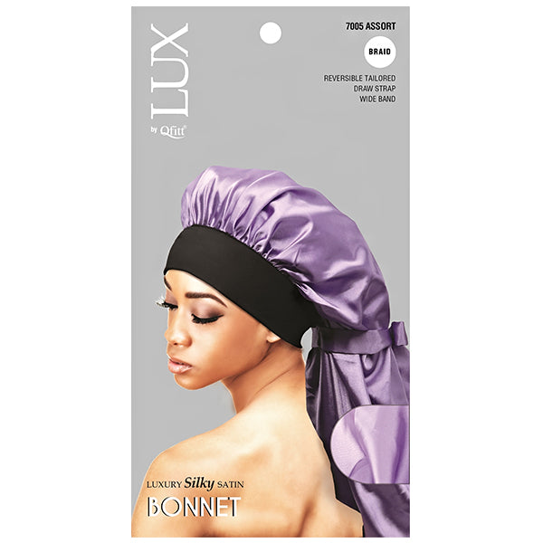 Lux by Qfitt Luxury Silky Satin Bonnet - Braid #7005 Assort