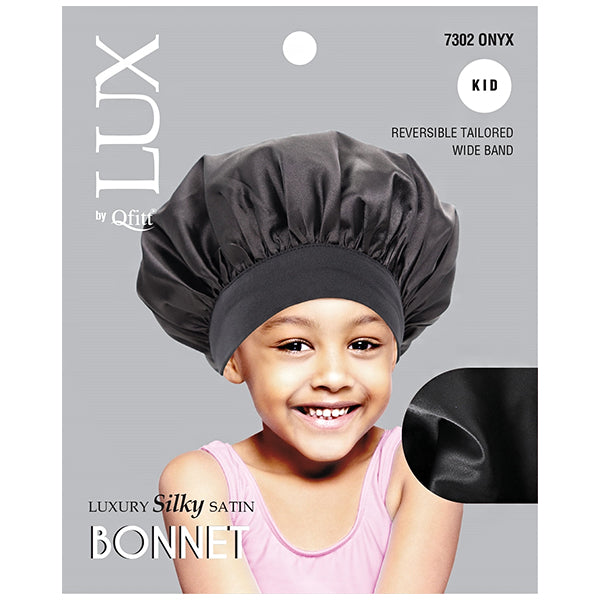 Lux by Qfitt Luxury Silky Satin Bonnet for Kid - #7302 Onyx