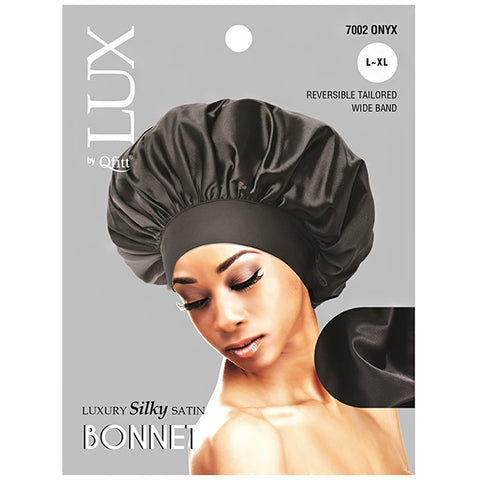 Lux by Qfitt Luxury Silky Satin Bonnet - L\/XL #7002 Onyx
