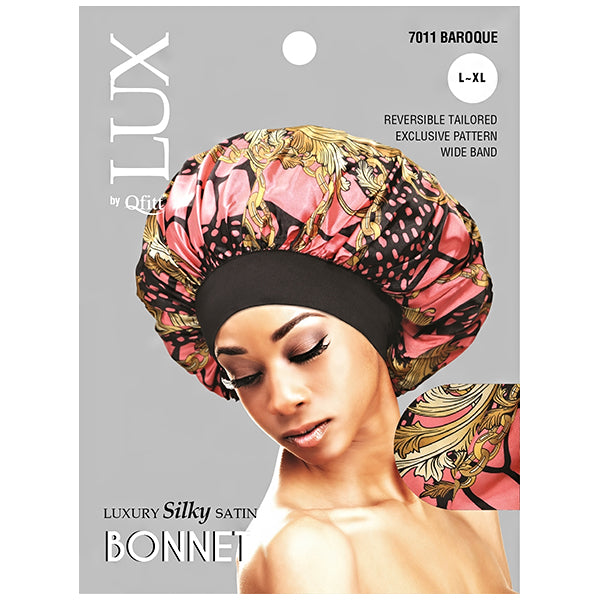 Lux by Qfitt Luxury Silky Satin Bonnet - L/XL #7011 Afro Assort