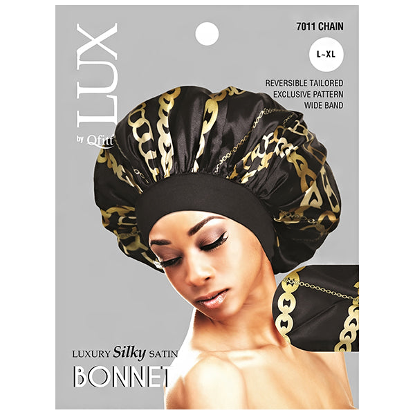 Lux by Qfitt Luxury Silky Satin Bonnet - L\/XL #7011 Afro Assort