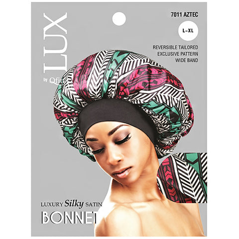 Lux by Qfitt Luxury Silky Satin Bonnet - L\/XL #7011 Afro Assort