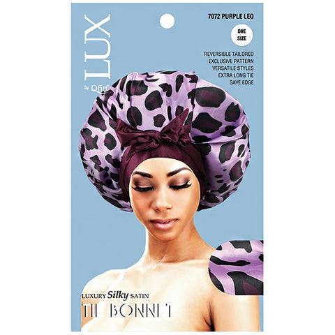 Lux by Qfitt Luxury Silky Satin Tie Bonnet - One Size #7072 Leo Assort