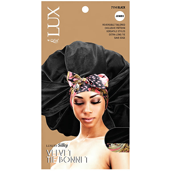 Lux by Qfitt Luxury Silky Velvet Tie Bonnet - Jumbo #7114 Assort