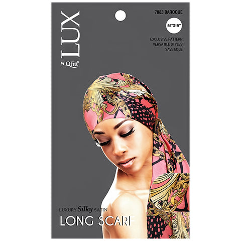 Lux by Qfitt Silky Satin Long Scarf - 66\"X19\" #7083 Afro Assort