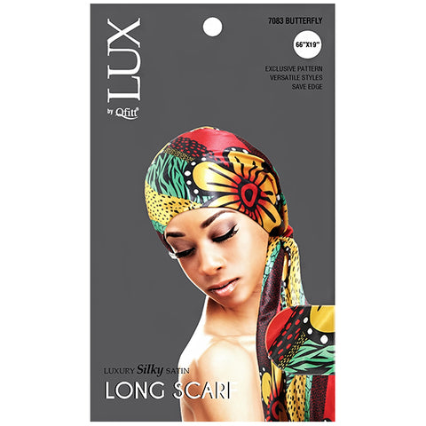 Lux by Qfitt Silky Satin Long Scarf - 66\"X19\" #7083 Afro Assort