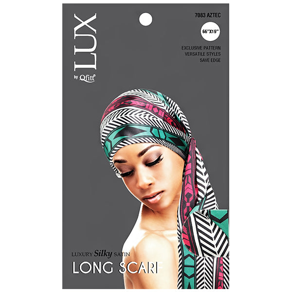 Lux by Qfitt Silky Satin Long Scarf - 66\"X19\" #7083 Afro Assort
