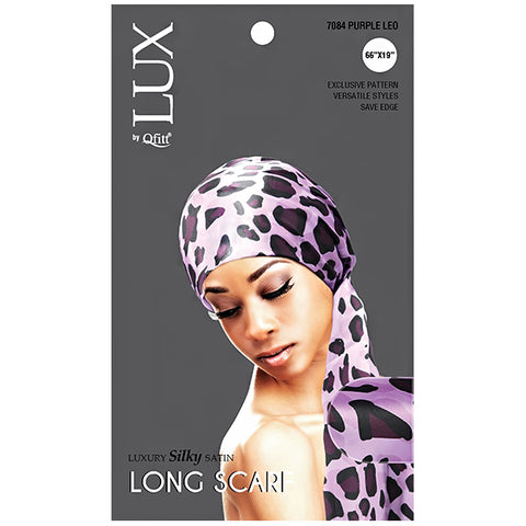 Lux by Qfitt Silky Satin Long Scarf - 66\"X19\" #7084 Leo Assort