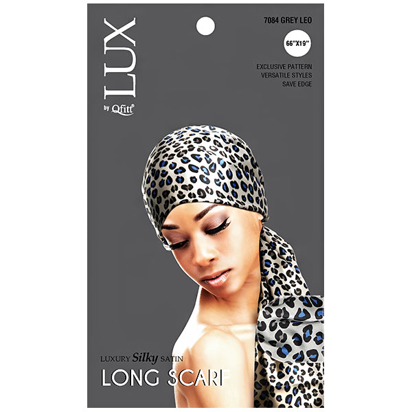 Lux by Qfitt Silky Satin Long Scarf - 66\"X19\" #7084 Leo Assort