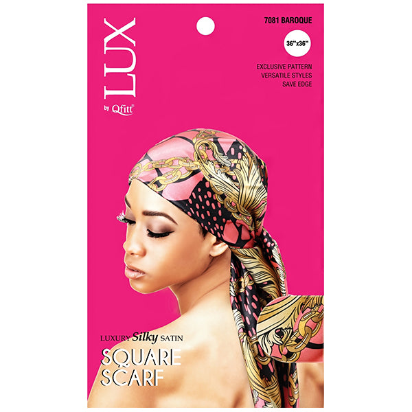 Lux by Qfitt Silky Satin Square Scarf - 36\"X36\" #7081 Afro Assort