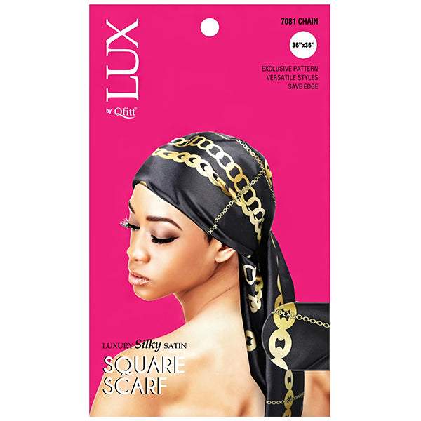 Lux by Qfitt Silky Satin Square Scarf - 36\"X36\" #7081 Afro Assort