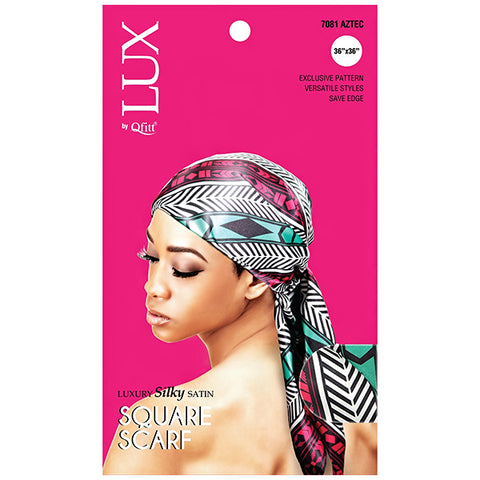 Lux by Qfitt Silky Satin Square Scarf - 36\"X36\" #7081 Afro Assort