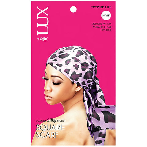 Lux by Qfitt Silky Satin Square Scarf - 36\"X36\" #7082 Leo Assort