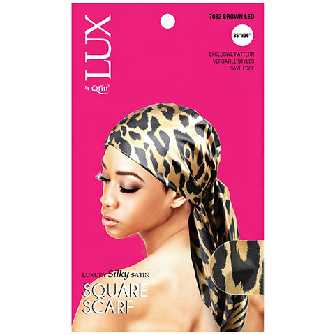 Lux by Qfitt Silky Satin Square Scarf - 36\"X36\" #7082 Leo Assort