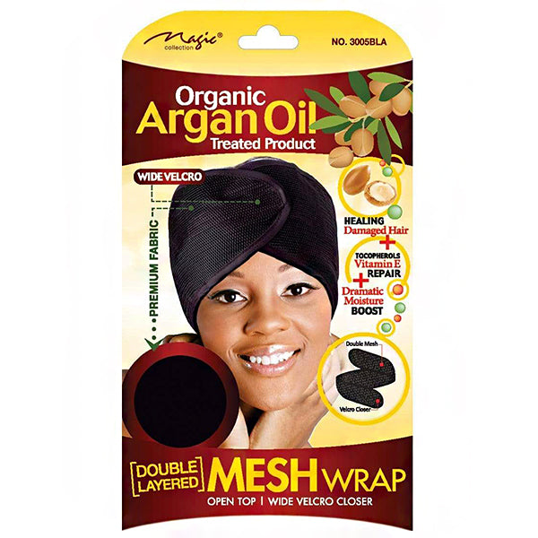 Magic 3005BLA Organic Argan Oil Double Layered Mesh Wrap black